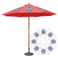 9' Round Wood Umbrella with 8 Ribs, Full-Color Thermal Imprint, 8 Locations